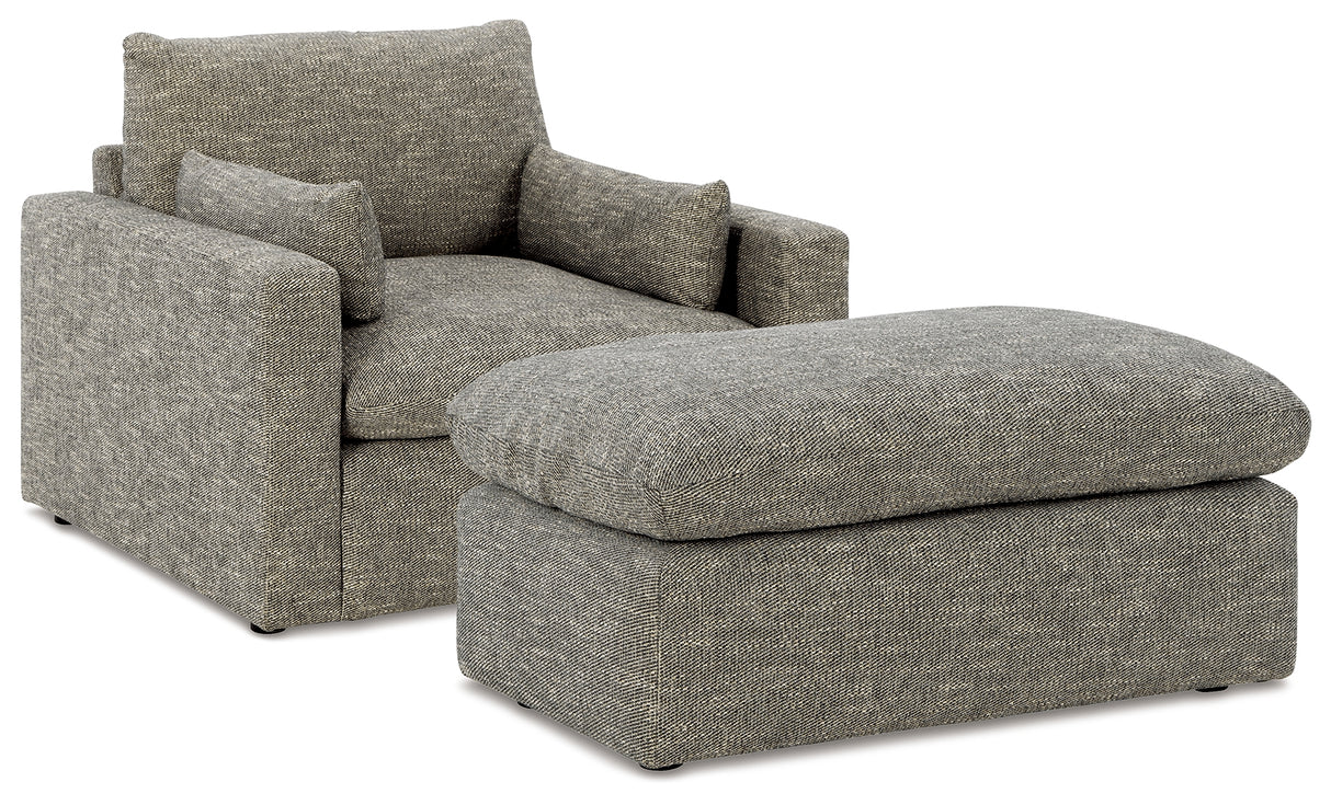 Dramatic Chair and Ottoman in Granite from Ashley - Luna Furniture