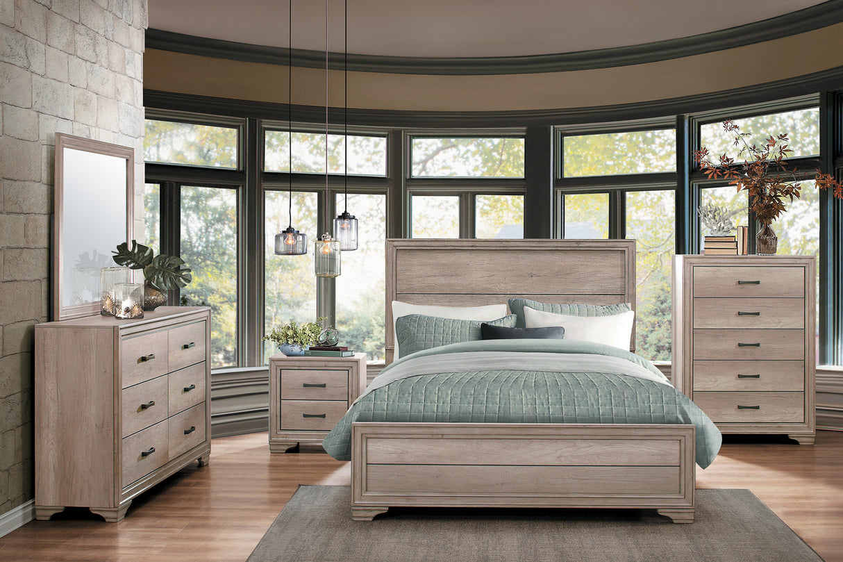 Lonan Natural 5-Piece Bedroom Set (Queen Bed, Nightstand, Dresser, Mirror, Chest) from Homelegance - Luna Furniture