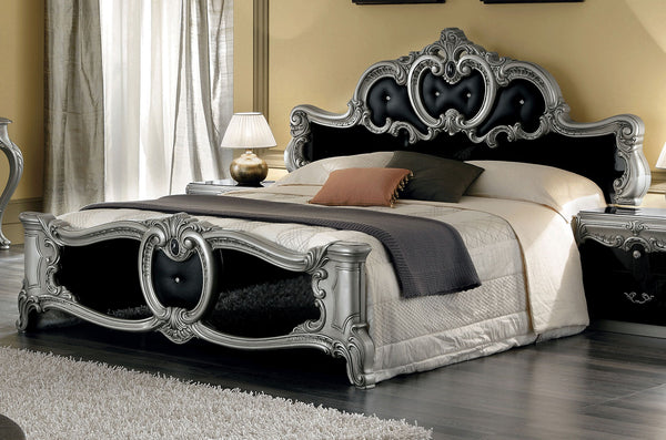 Barocco Black/Silver Queen Bed