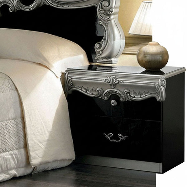 Barocco Black-Silver Nightstand
