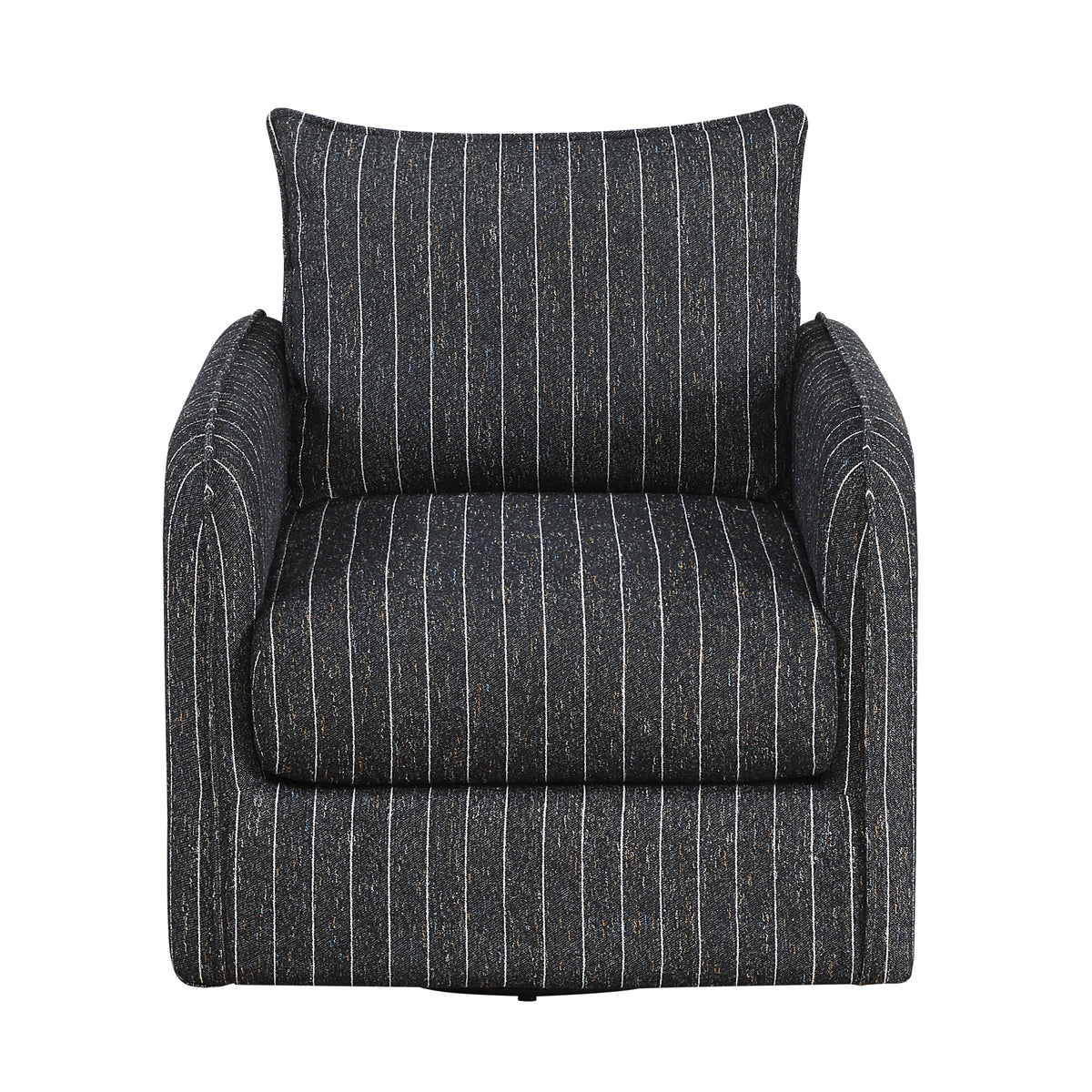 Coeur Charcoal Pinstripe Swivel Chair from Homelegance - Luna Furniture
