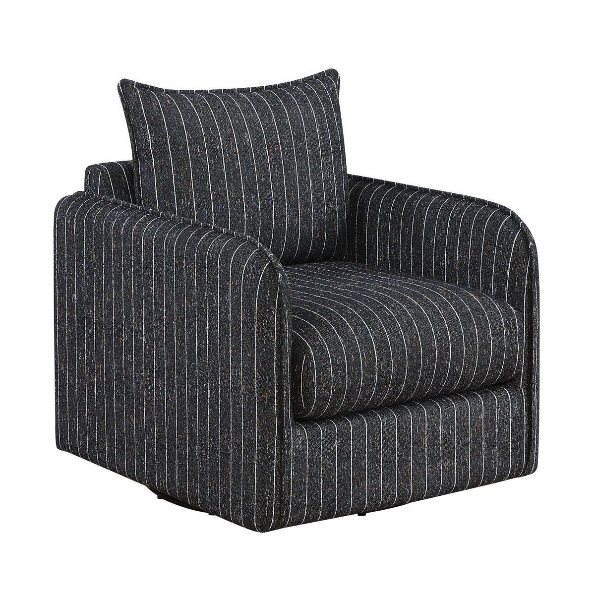 Coeur Charcoal Pinstripe Swivel Chair from Homelegance - Luna Furniture