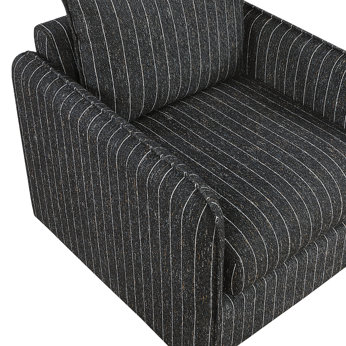 Coeur Charcoal Pinstripe Swivel Chair from Homelegance - Luna Furniture