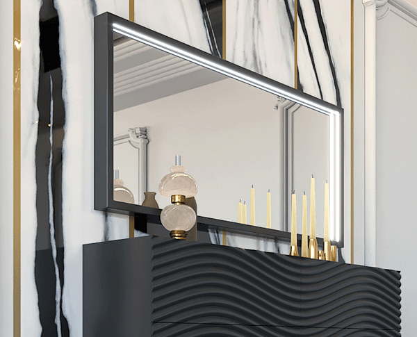 Wave Dark Gray Double Dresser Mirror