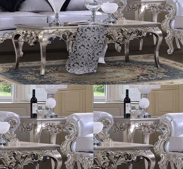 HD-13006 Belle Silver 3-Piece Coffee Table Set