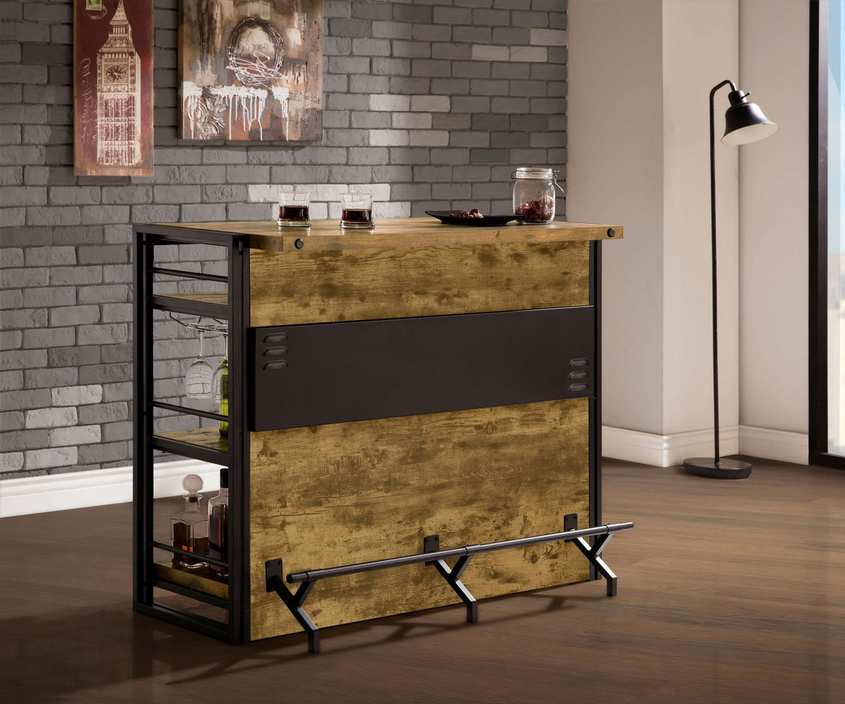 Renaldi Antique Nutmeg Bar Unit with Stemware Rack from Coaster - Luna Furniture