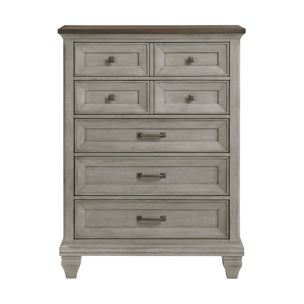 Renton Antique Gray/Brown Queen Bed, Dresser, Mirror, and Nightstand, Chest from Homelegance - Luna Furniture