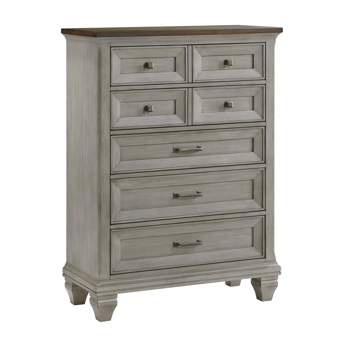 Renton Antique Gray/Brown Queen Bed, Dresser, Mirror, and Nightstand, Chest from Homelegance - Luna Furniture