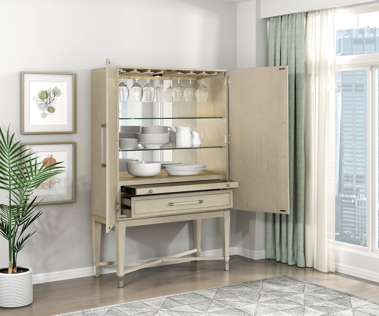 Genoa Light Oak Bar Cabinet from Homelegance - Luna Furniture