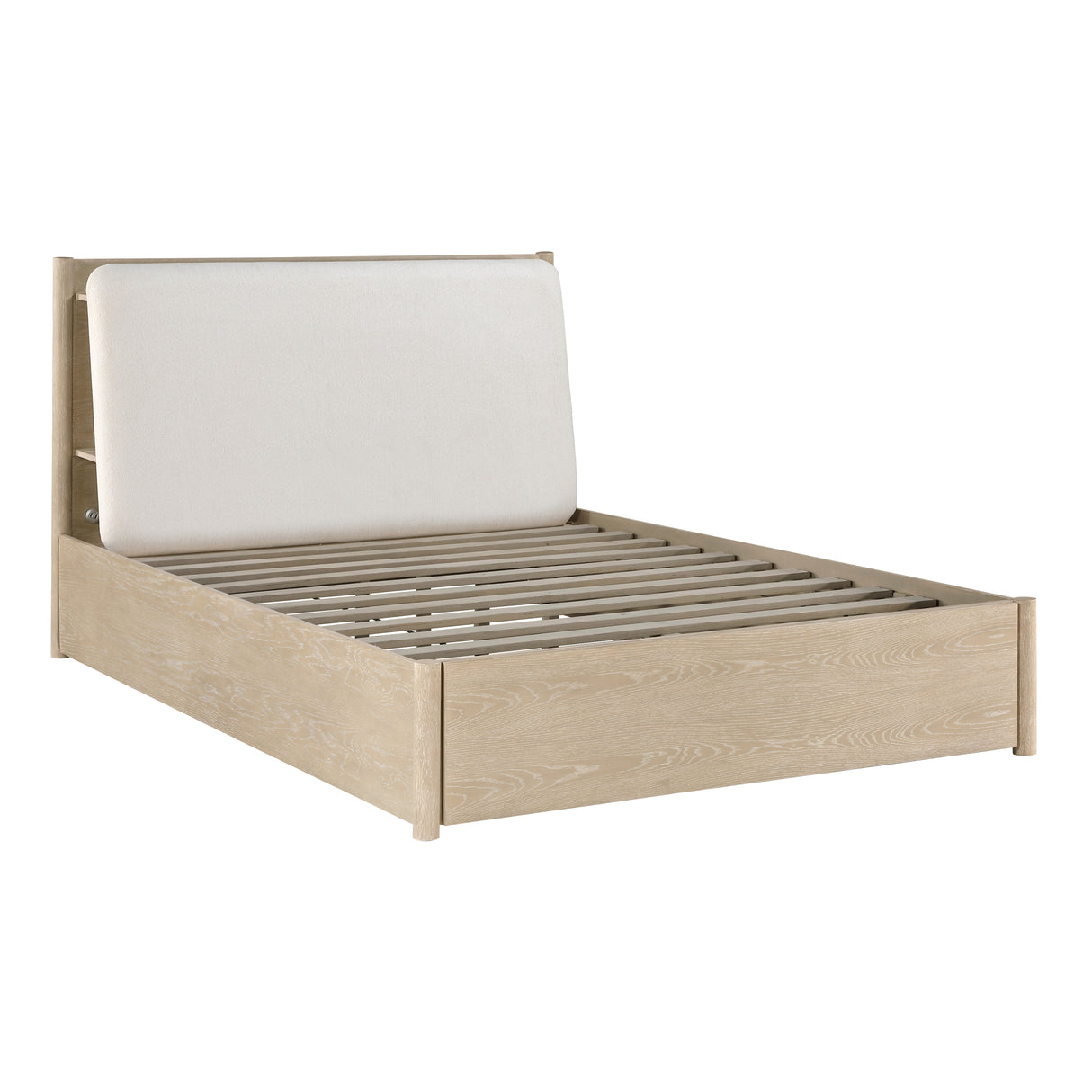 Matteo Light Oak Queen Platform Bed with Footboard Storage from Homelegance - Luna Furniture