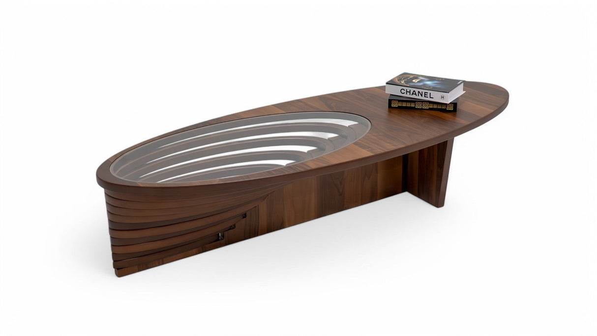 Ellipse Walnut Sculptural Coffee Table from Nova Furniture - Luna Furniture