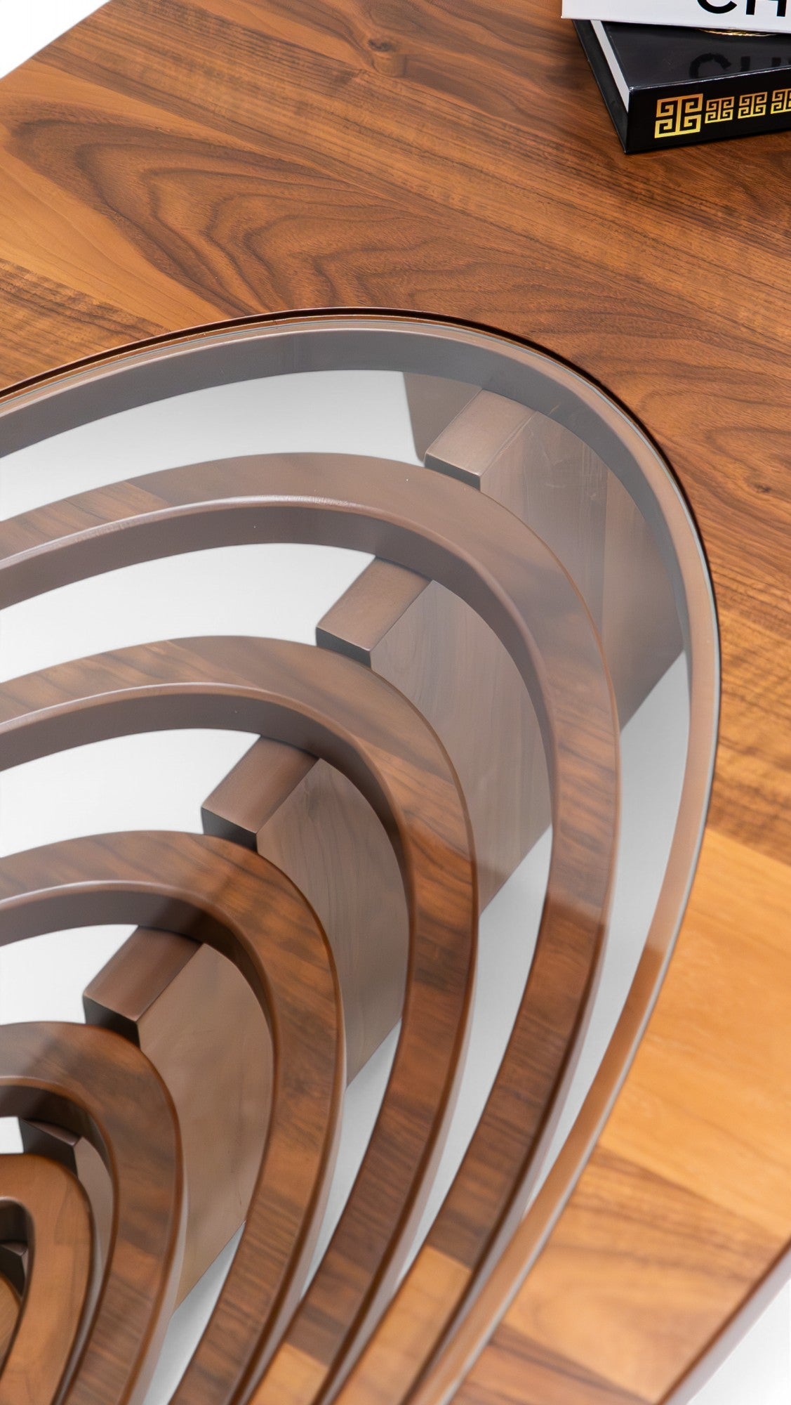 Ellipse Walnut Sculptural Coffee Table from Nova Furniture - Luna Furniture