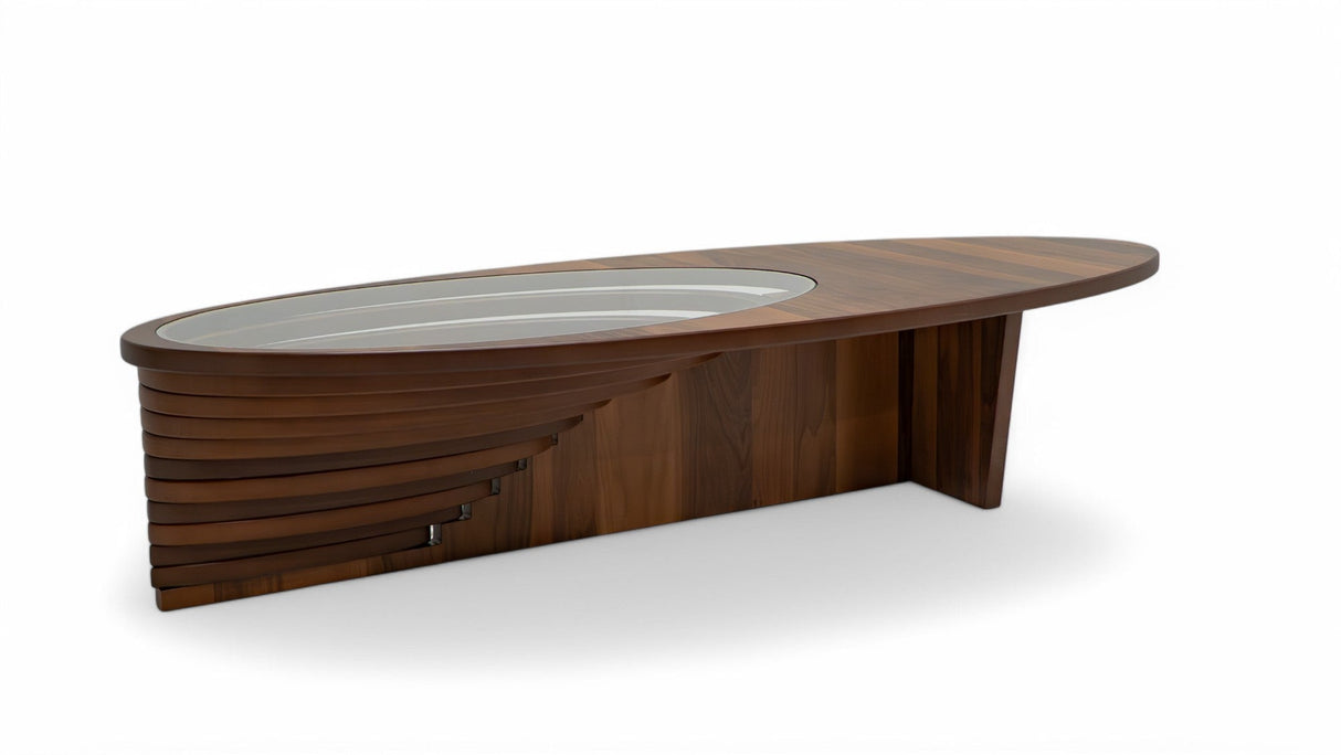 Ellipse Walnut Sculptural Coffee Table from Nova Furniture - Luna Furniture
