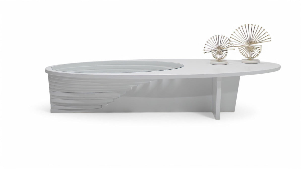 Ellipse White Sculptural Coffee Table from Nova Furniture - Luna Furniture