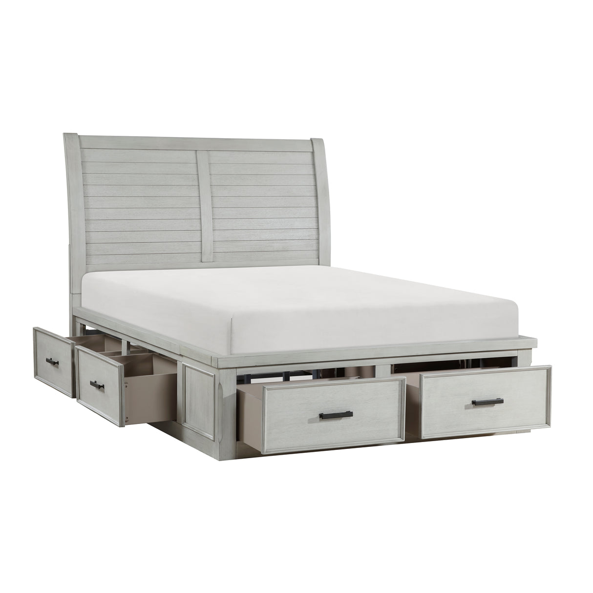Willowbrook Light Gray Queen Platform Bed with Storage Footboard and Side Rails from Homelegance - Luna Furniture