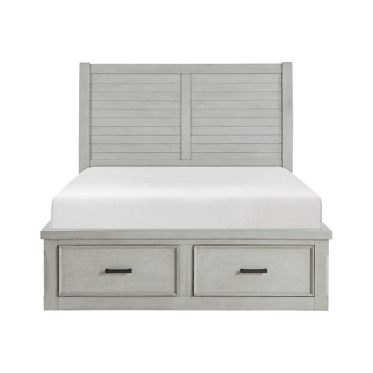 Lenior Gray Queen Platform Bed with Footboard Storage from Homelegance - Luna Furniture