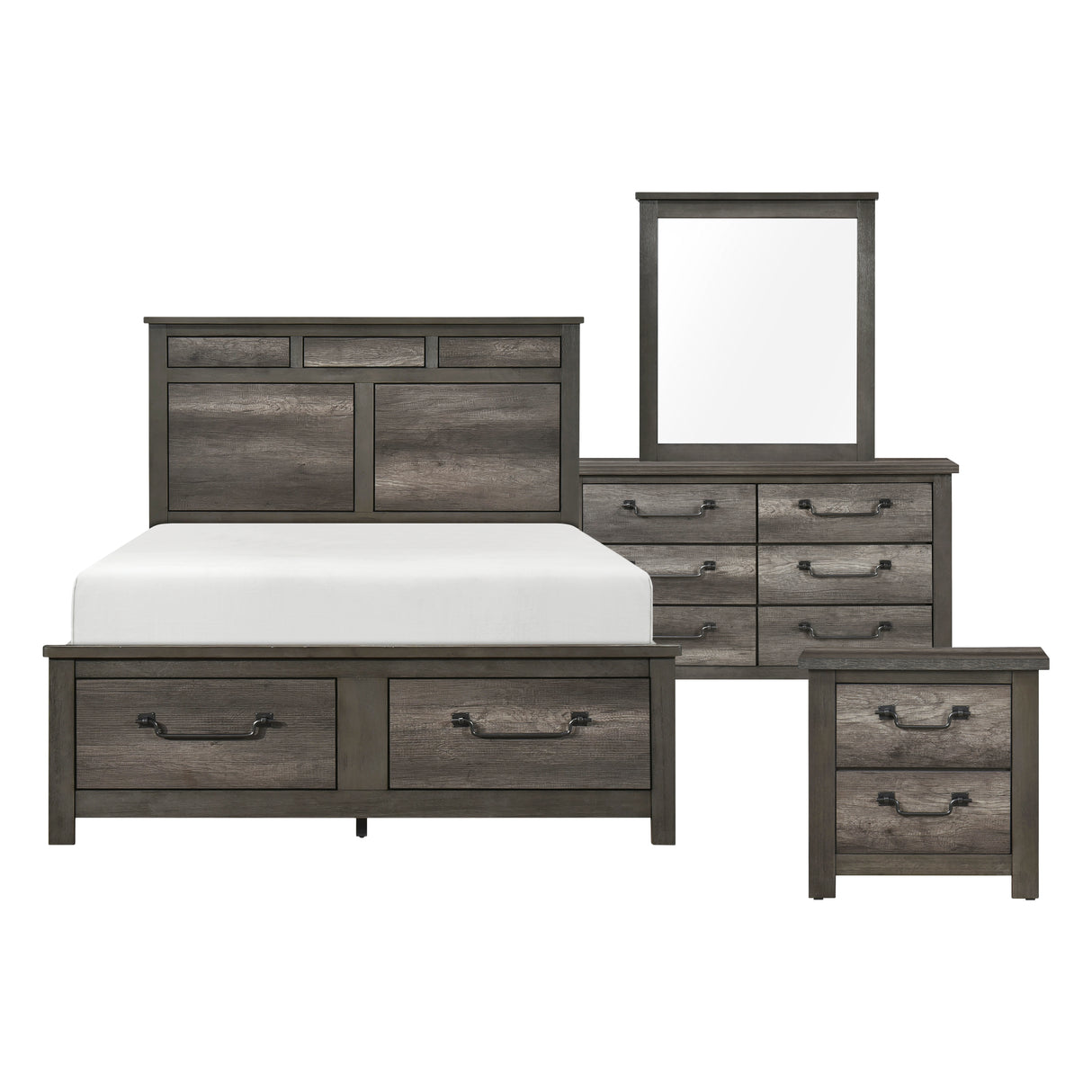 Lenior Gray 4pc Bedroom Set (QB+NS+DR+MR) from Homelegance - Luna Furniture