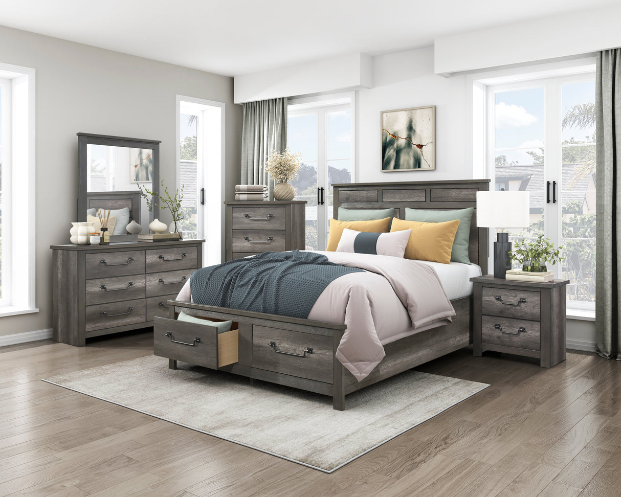 Lenior Gray California King Platform Bed with Footboard Storage from Homelegance - Luna Furniture