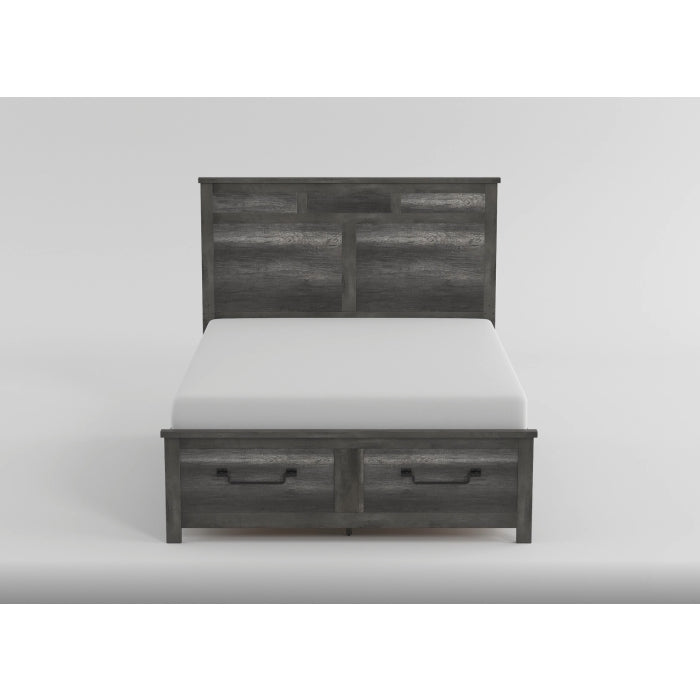 Lenior Gray Eastern King Platform Bed with Footboard Storage from Homelegance - Luna Furniture