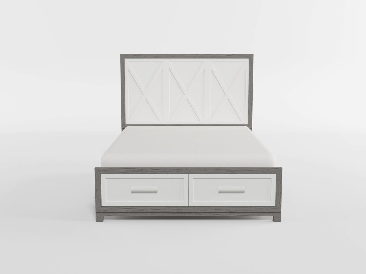 Rowan Ivory/Gray Queen Platform Bed with Footboard Storage from Homelegance - Luna Furniture