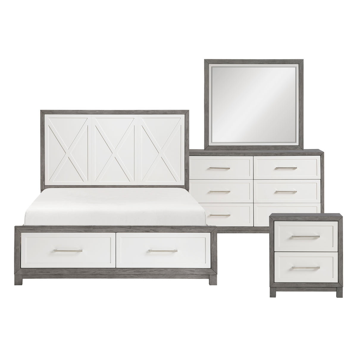 Rowan Ivory/Gray Queen Storage Platform Bed from Homelegance - Luna Furniture
