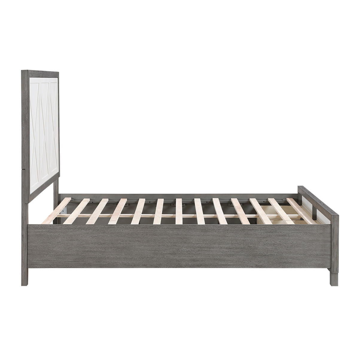 Rowan Ivory/Gray Full Platform Bed with Footboard Storage from Homelegance - Luna Furniture