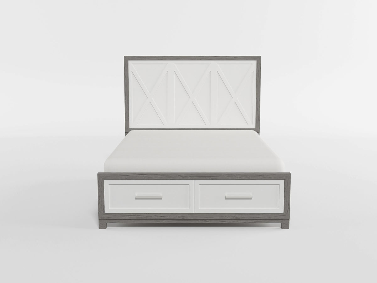 Rowan Ivory/Gray Twin Platform Bed with Footboard Storage from Homelegance - Luna Furniture