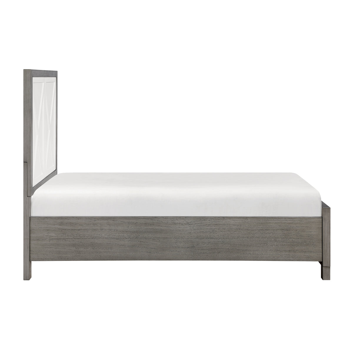 Rowan Ivory/Gray Twin Platform Bed with Footboard Storage from Homelegance - Luna Furniture