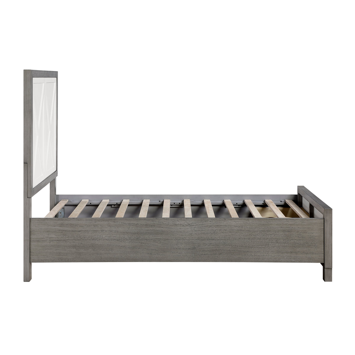 Rowan Ivory/Gray Twin Platform Bed with Footboard Storage from Homelegance - Luna Furniture