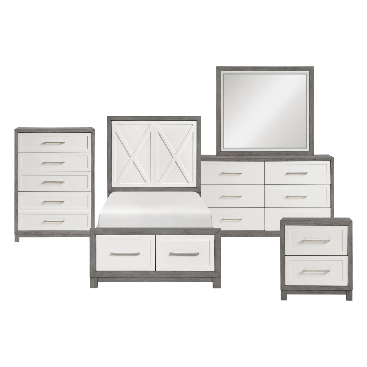 Rowan Ivory/Gray 5pc Set (TB+NS+DR+MR+CH) from Homelegance - Luna Furniture