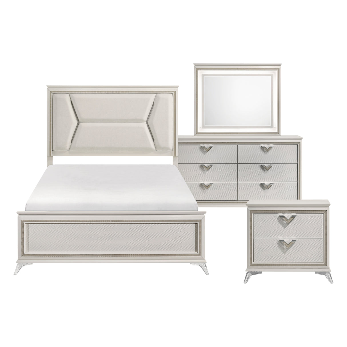 Audra White 4pc Set (QB+NS+DR+MR) from Homelegance - Luna Furniture