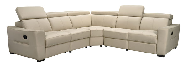 6021 Light Beige Top-grain Leather Reclining Sectional