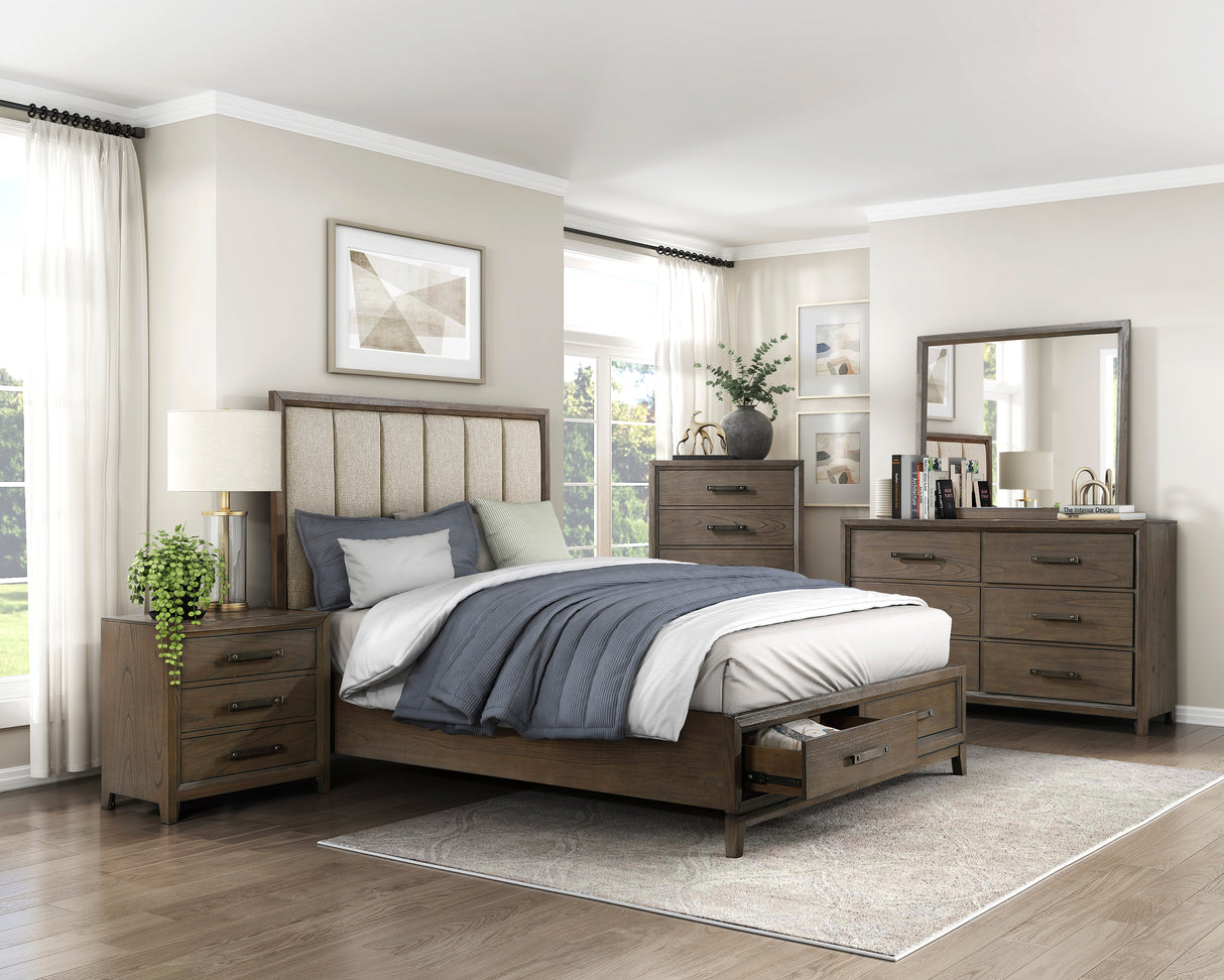 Cambridge Dark Walnut Eastern King Platform Bed with Footboard Storage from Homelegance - Luna Furniture