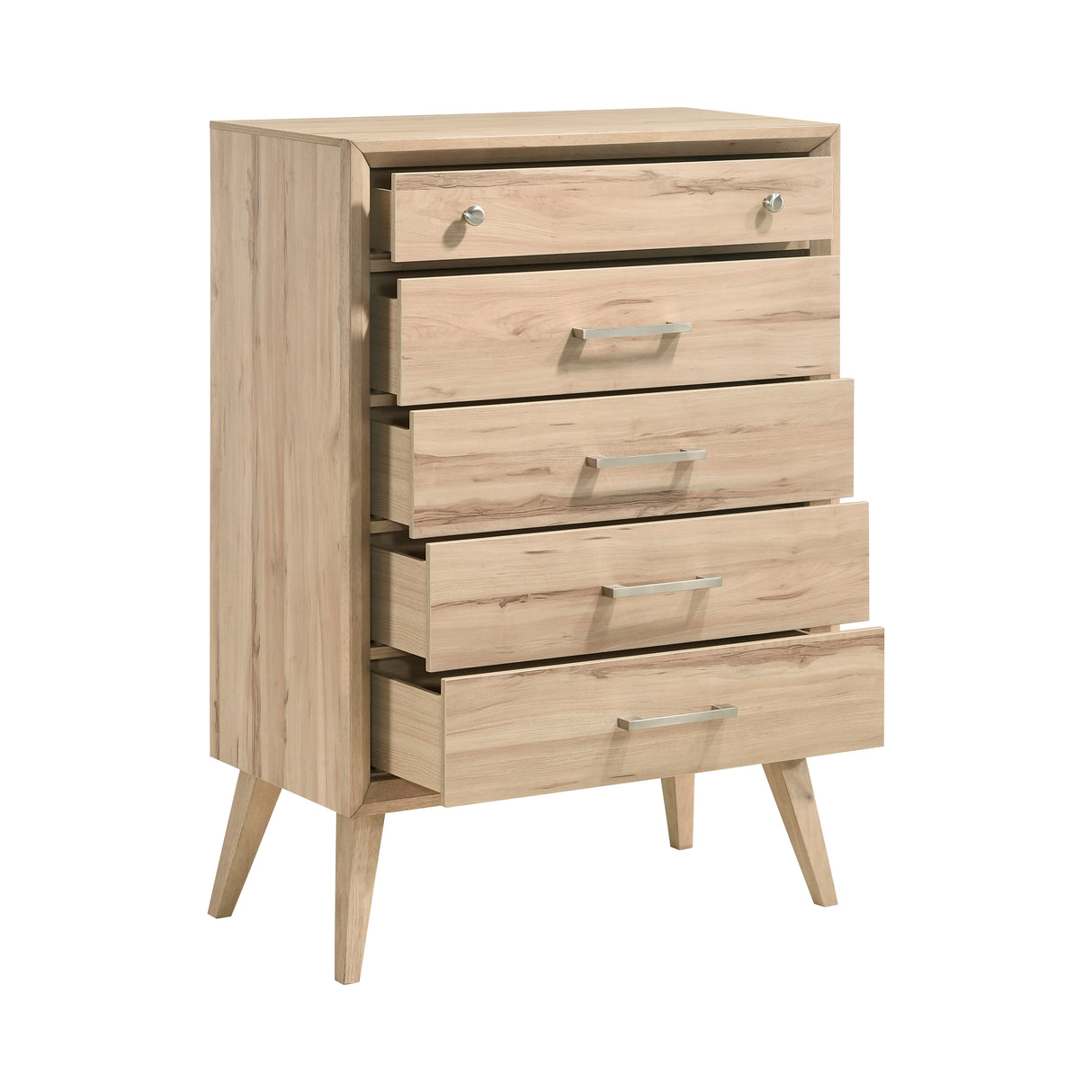 Marrin Natural Oak 5-Piece Bedroom Set (Queen Bed, Nightstand, Dresser, Mirror, Chest) from Homelegance - Luna Furniture
