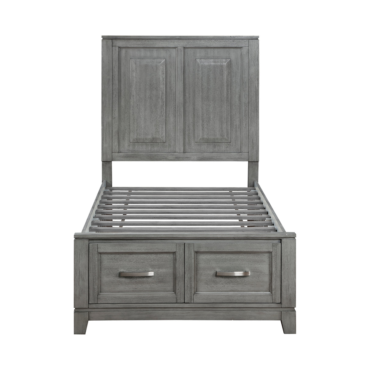 Garretson Gray Twin Platform Bed with Footboard Storage from Homelegance - Luna Furniture