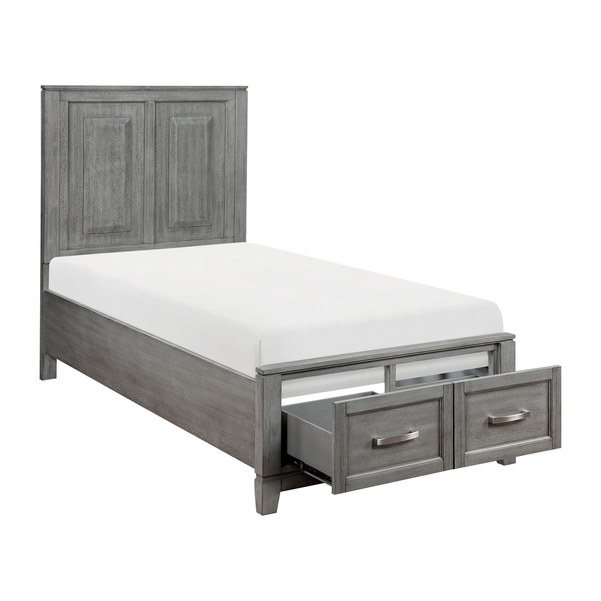 Garretson Gray Twin Platform Bed with Footboard Storage from Homelegance - Luna Furniture