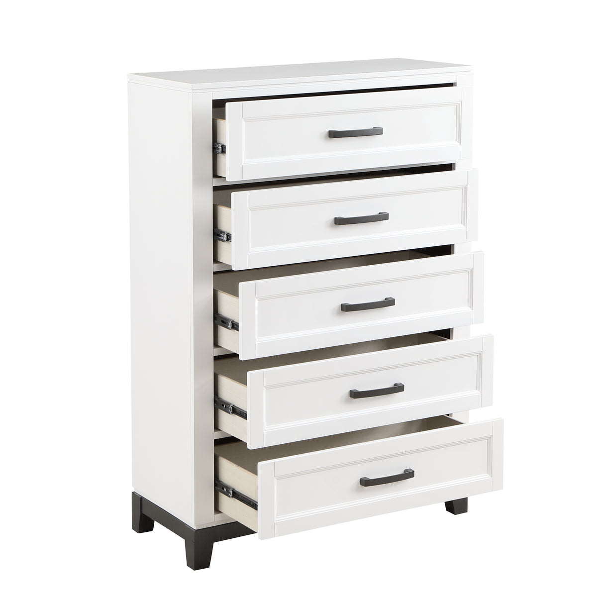 Garretson White 5-Piece Bedroom Set (Queen Bed, Nightstand, Dresser, Mirror, Chest) from Homelegance - Luna Furniture