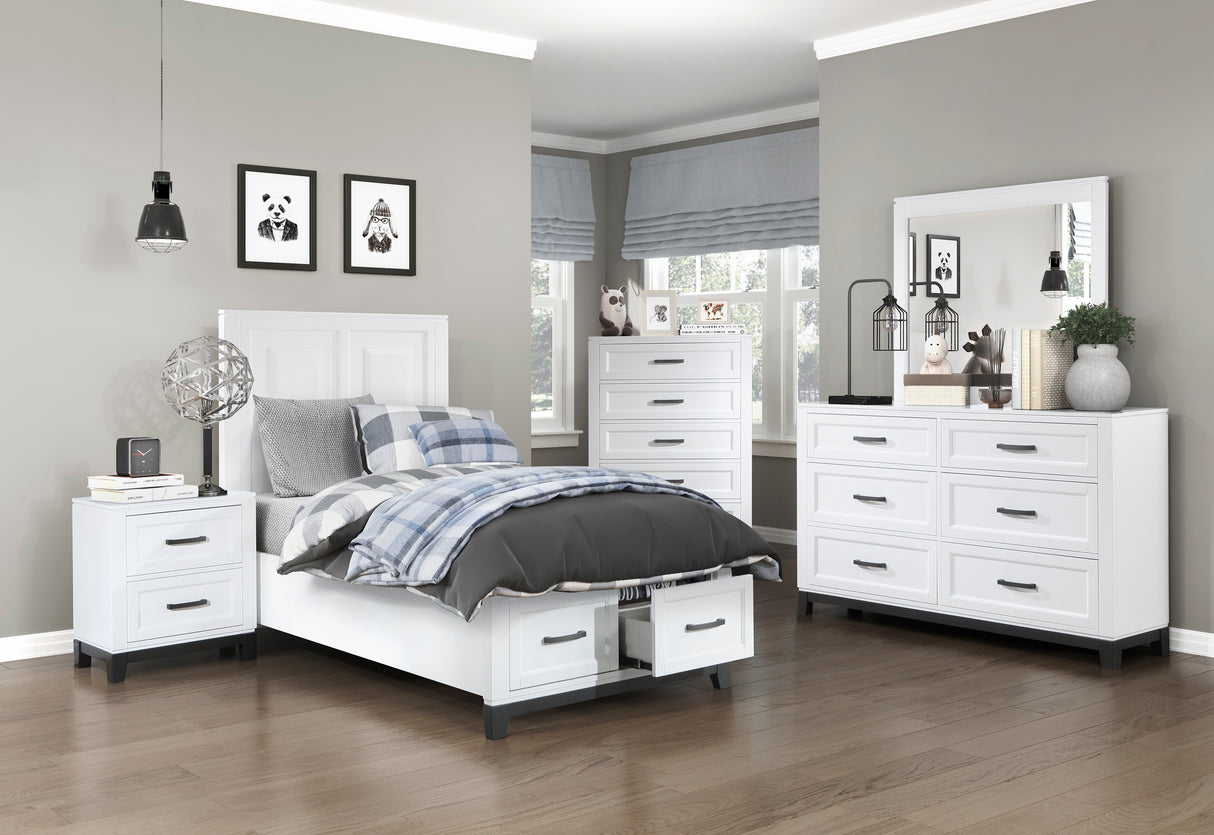 Garretson White Twin Platform Bed with Footboard Storage from Homelegance - Luna Furniture