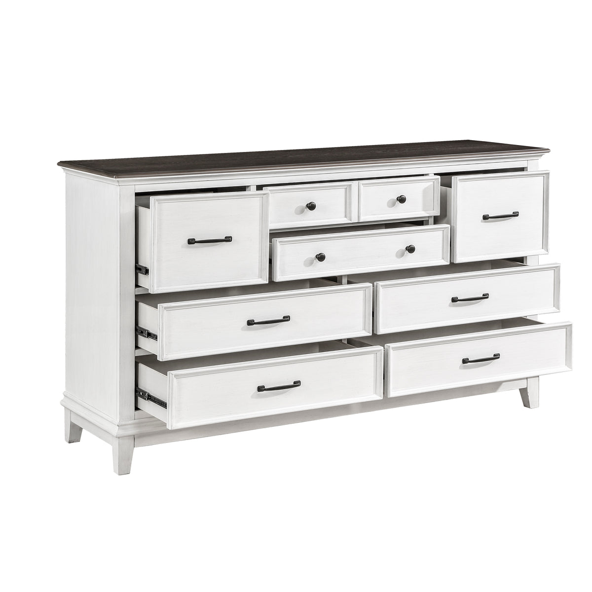 Chesterton Antique White/Dark Brown Queen Bed from Homelegance - Luna Furniture