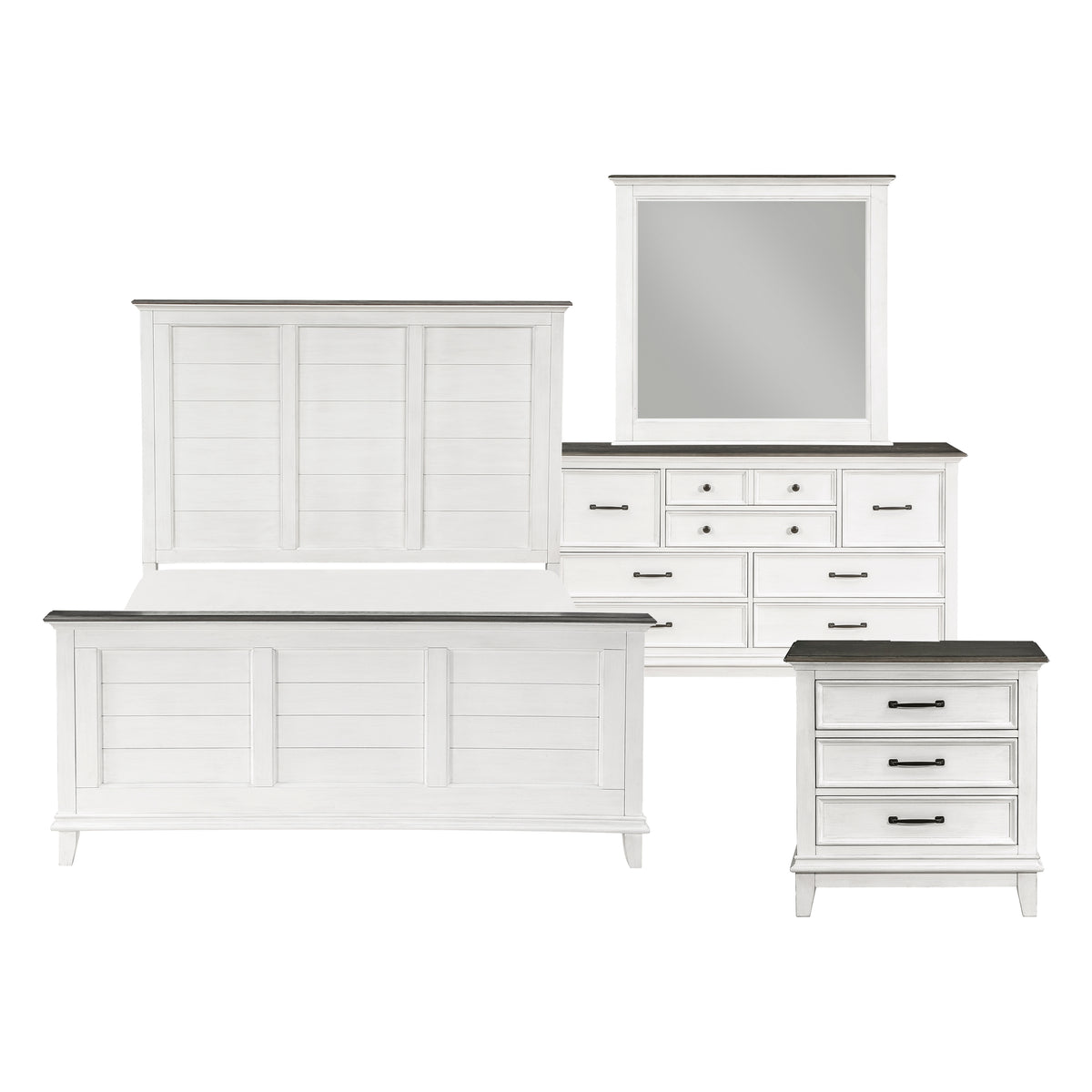 Chesterton Antique White/Dark Brown Queen Bed from Homelegance - Luna Furniture