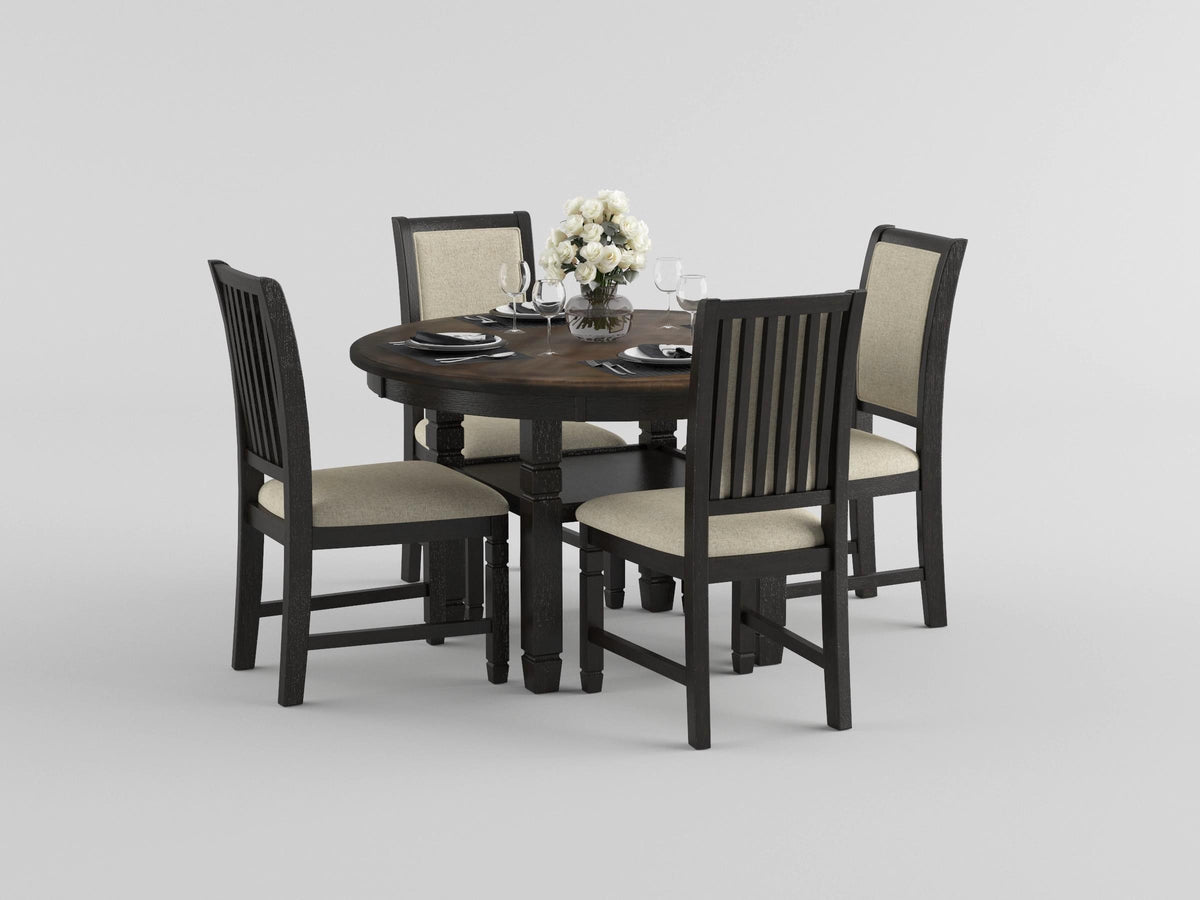 Asher Black/Brown/Beige 5-Piece Round Counter Height Set