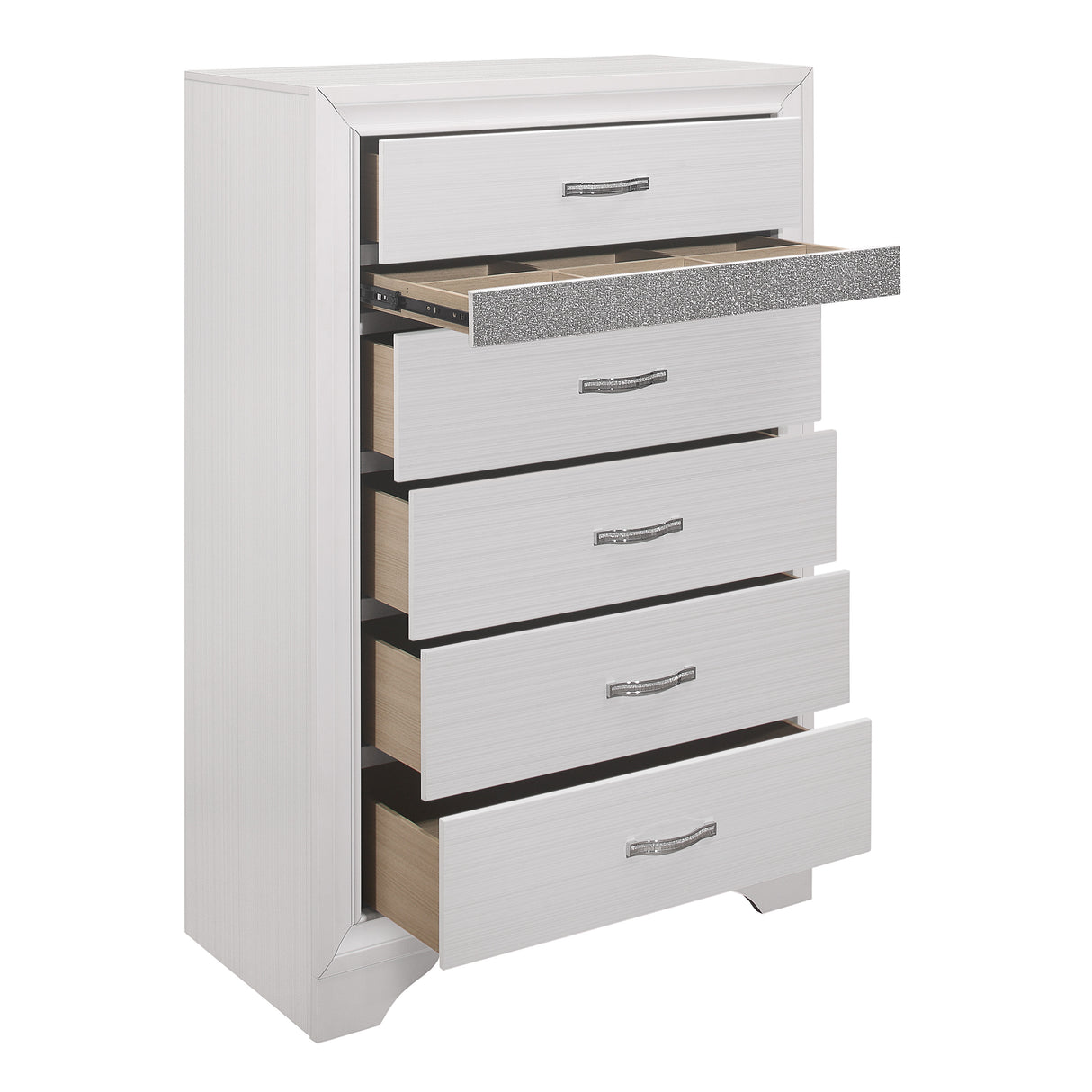 Luster White 4-Piece Bedroom Set (Queen Bed, Nightstand, Dresser, Mirror) from Homelegance - Luna Furniture