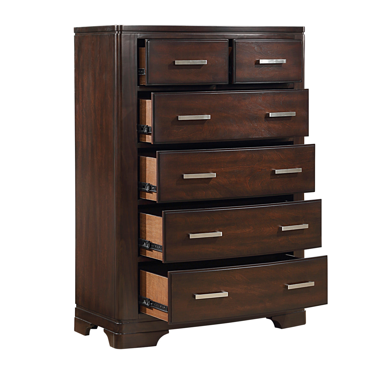Hudson Cherry 5-Piece Youth Bedroom Set (Twin Bed, Nightstand, Dresser, Mirror, Chest) from Homelegance - Luna Furniture