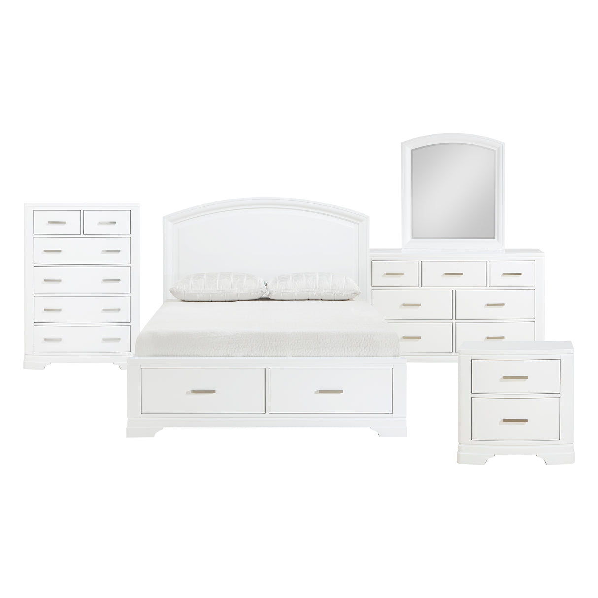 Hudson White 5-Piece Bedroom Set (Queen Bed, Nightstand, Dresser, Mirror, Chest) from Homelegance - Luna Furniture