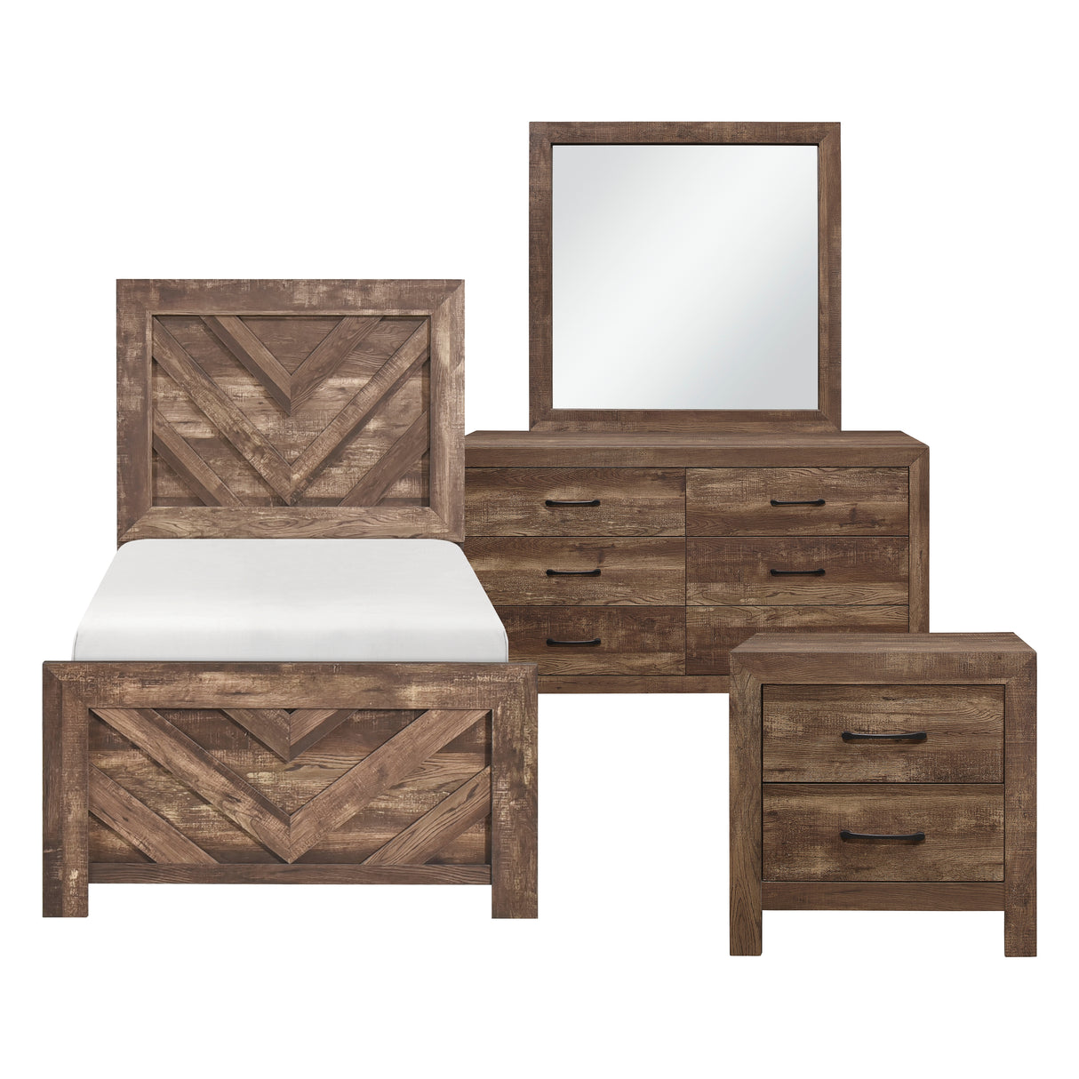 Corbin Natural Crossbuck 5pc Set (TB+NS+DR+MR+CH) from Homelegance - Luna Furniture
