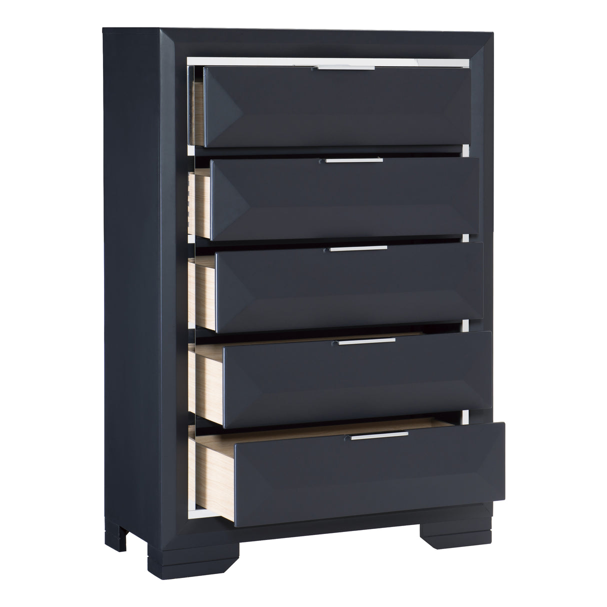 Rosemont Midnight Blue 5-Piece Bedroom Set (Queen Bed, Nightstand, Dresser, Mirror, Chest) from Homelegance - Luna Furniture
