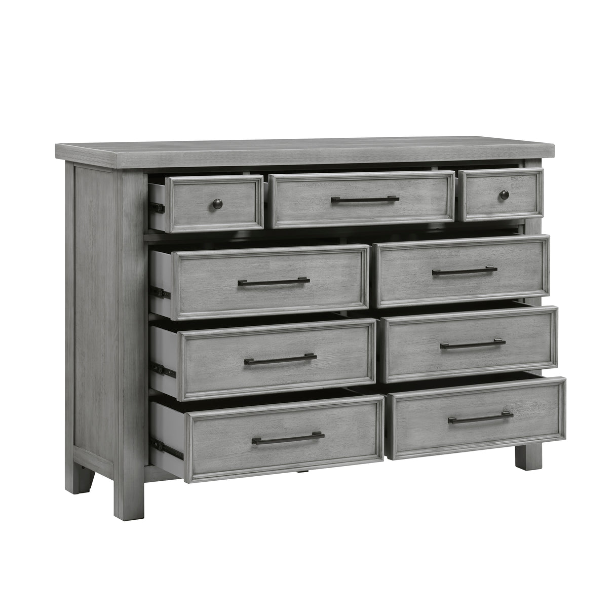 Logandale Antique Gray 4pc Set (QB+NS+DR+MR) from Homelegance - Luna Furniture