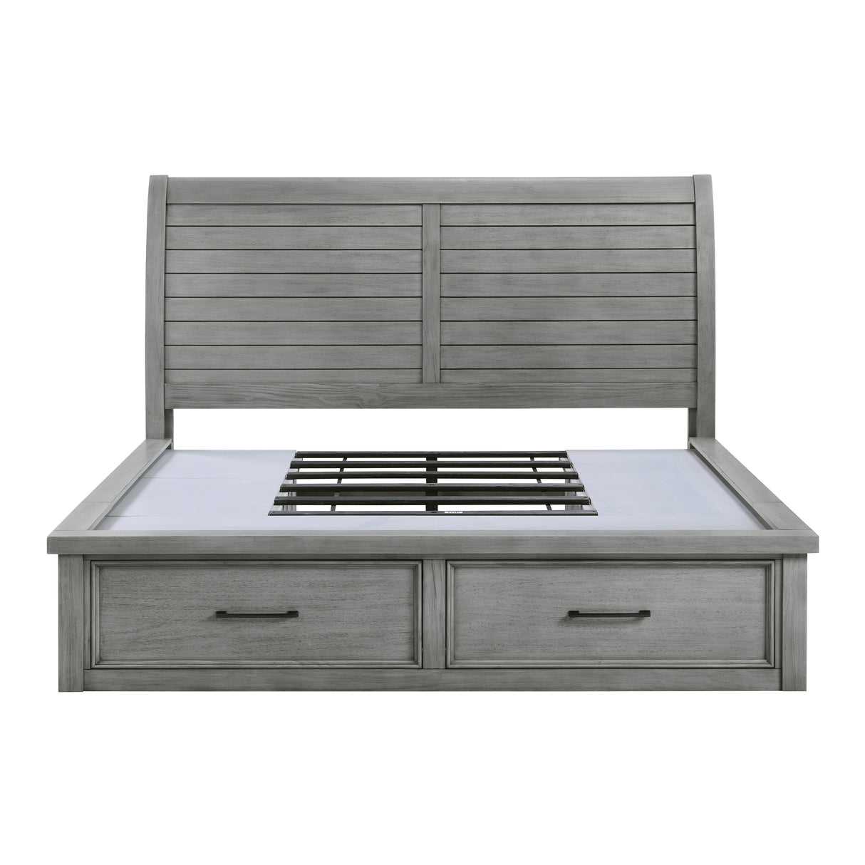 Logandale Antique Gray Queen Platform Bed with Storage Footboard and Side Rails from Homelegance - Luna Furniture