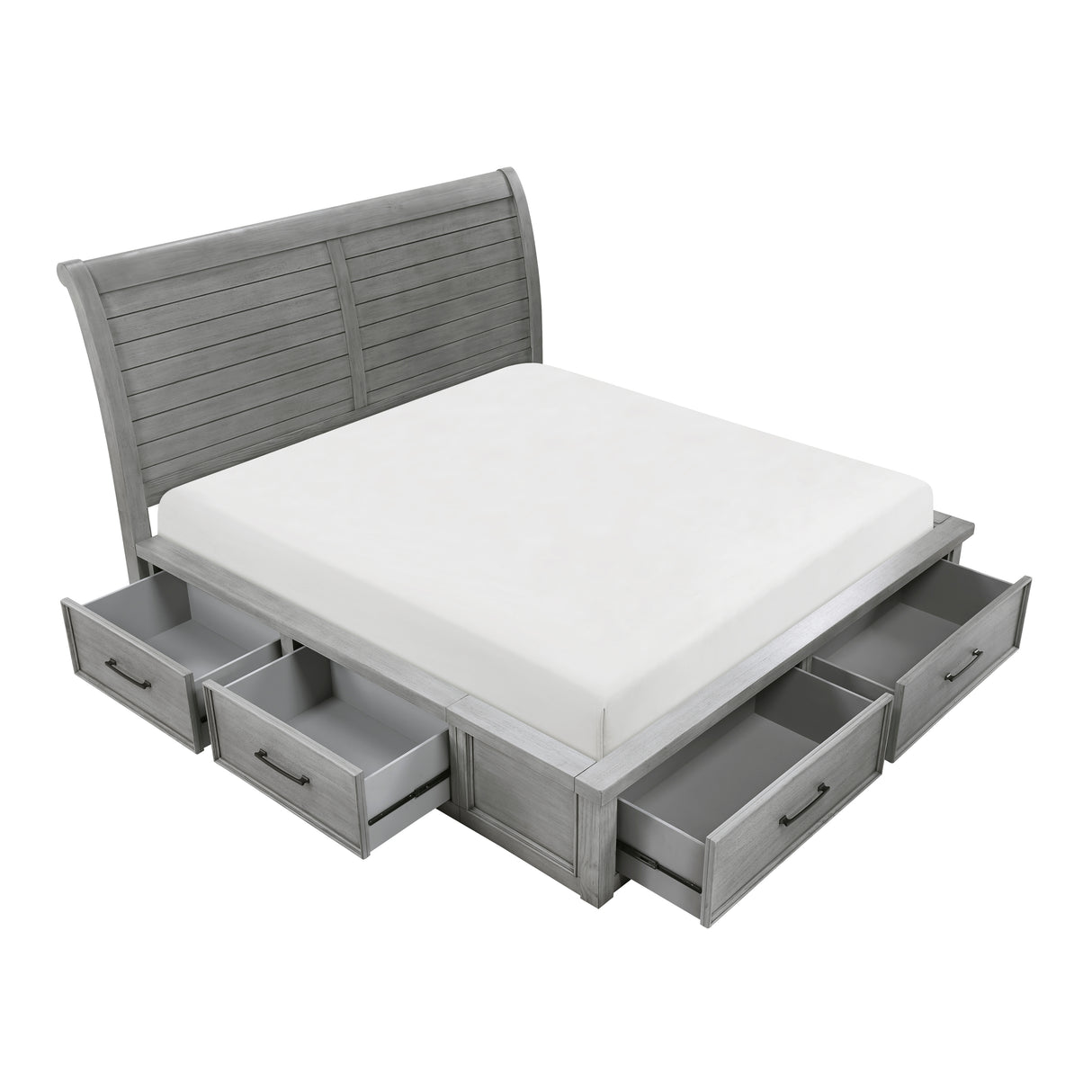 Logandale Antique Gray Eastern King Platform Bed with Storage Footboard and Side Rails from Homelegance - Luna Furniture