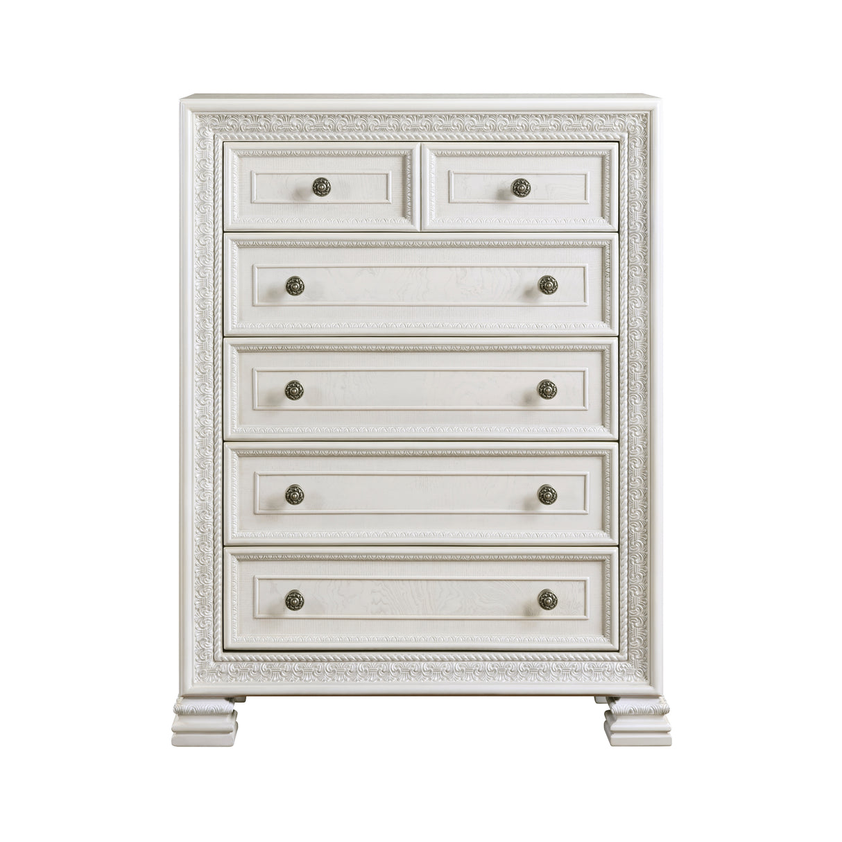 Theodora Pearl White 5pc Set (QB+NS+DR+MR+CH) from Homelegance - Luna Furniture